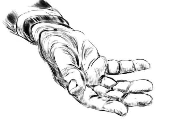 Раскрытые ладони скетч