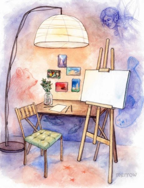 Акварель рабочее место