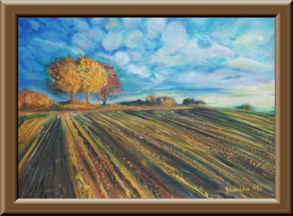 Поле осенью картина