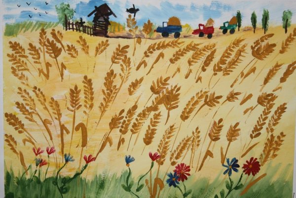 Рисование хлебное поле