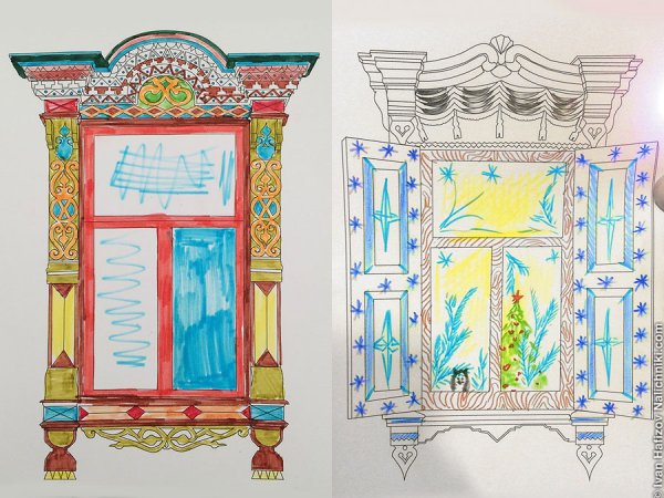 Окно с наличниками 5 класс