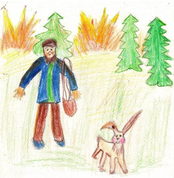 Рисунок к сказке Паустовского заячьи лапы