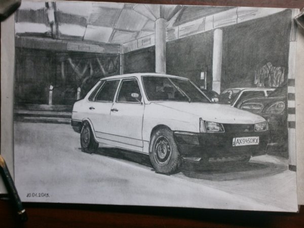 ВАЗ 2109 карандашом спереди