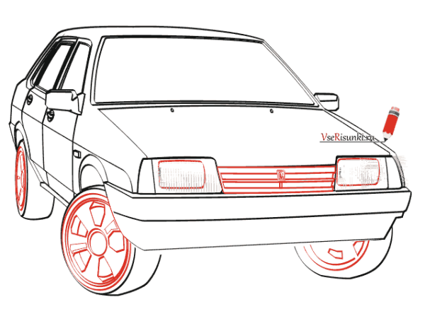 ВАЗ 21099 рисунок спереди