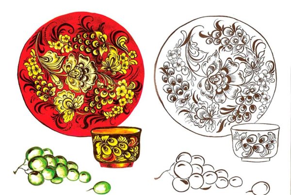 Раскраски народные промыслы Хохлома