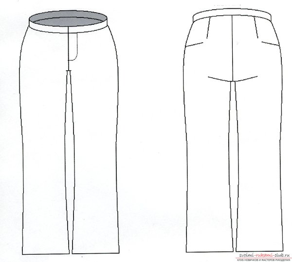 Технический эскиз брюк женских