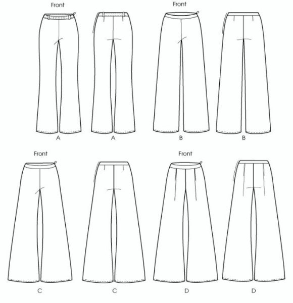 Брюки палаццо технический эскиз