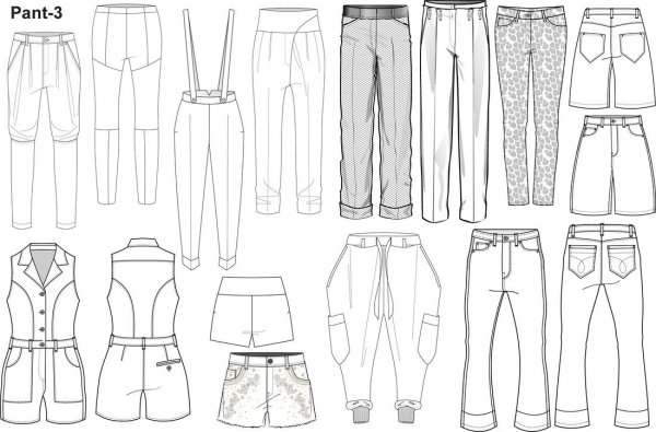 Эскиз штанов карандашом