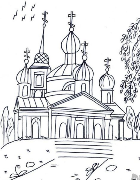 Храм раскраска