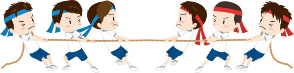 Перетягивание каната на белом фоне