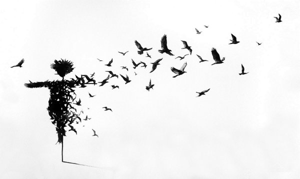 Птица вылетает