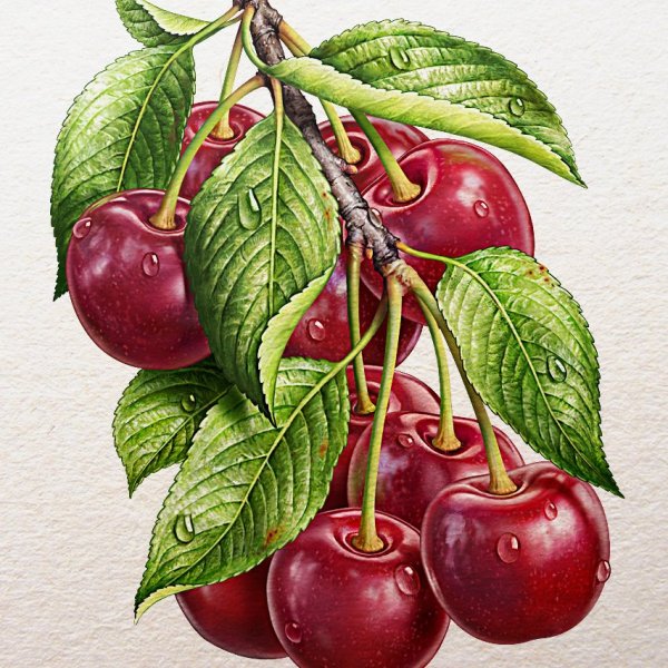 Белая черешня на ветке