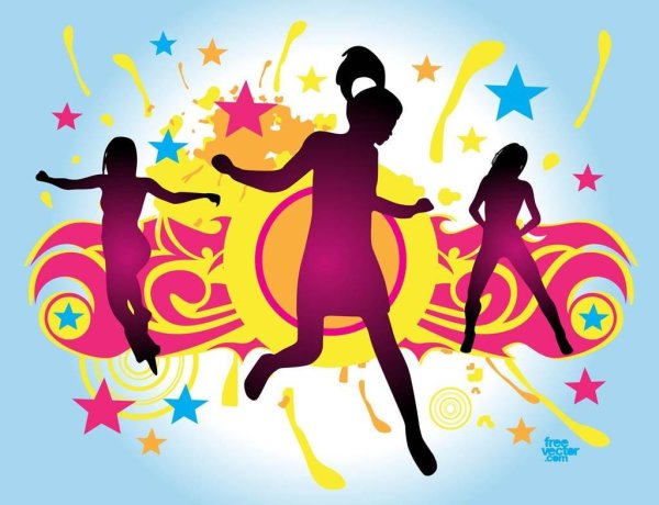 Силуэты танцующих детей