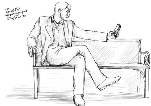 Человек сидя рисунок