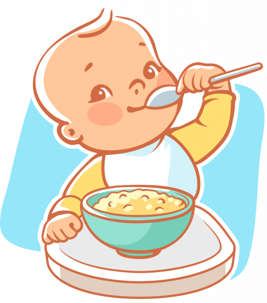 Ребенок кушает кашу