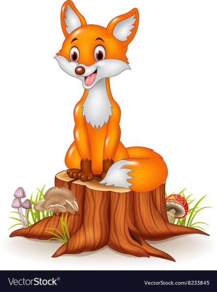 Лиса в лесу мультяшный