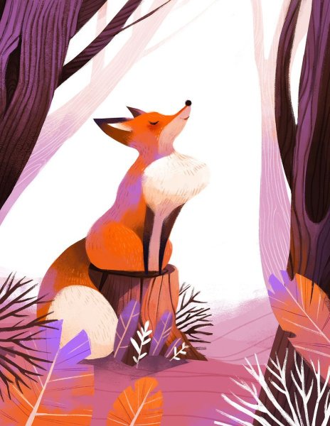 Лиса в осеннем лесу арт