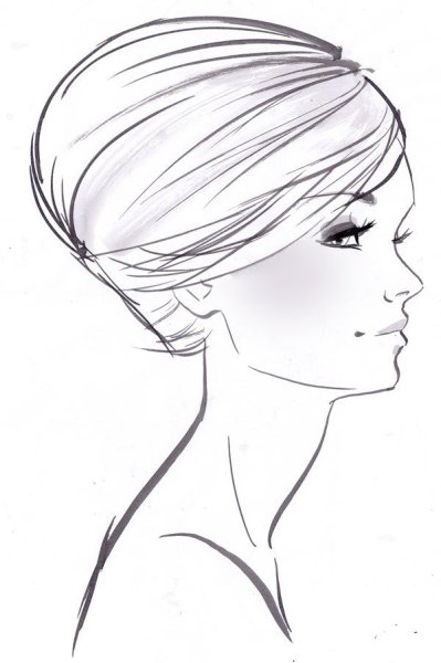 Набросок женских причёсок карандашом