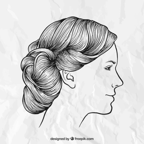 Прическа анфас карандашом