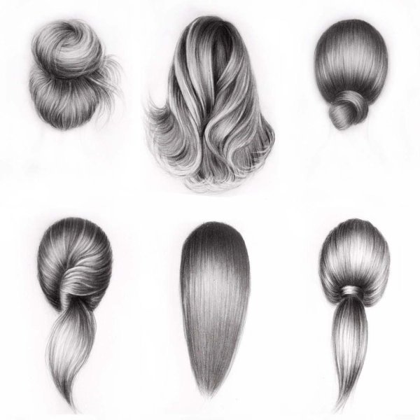 Прическа в профиль карандашом