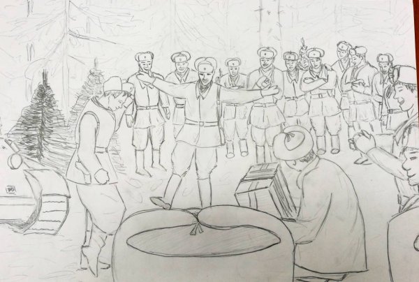 Рисунок на новый год военным