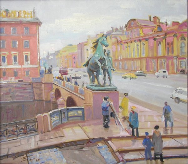 Аничков мост в Санкт-Петербурге картина художника