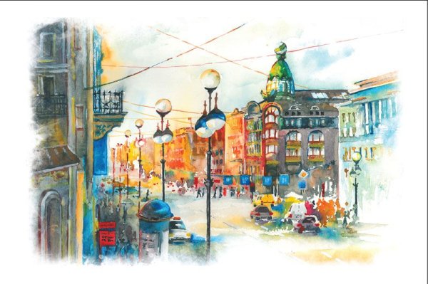 Невский проспект Санкт-Петербург акварель