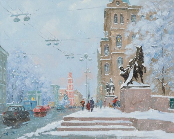 Художник Александр Александровский зима в Петербурге