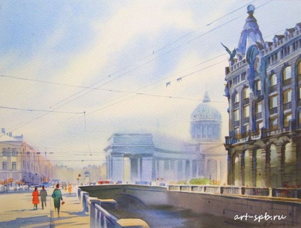 Питер зимой в акварели Ольги Литвиненко