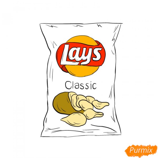 Нарисовать пачку чипсов