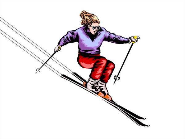 Лыжник на белом фоне