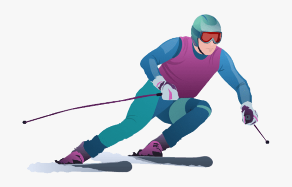 Горнолыжник на прозрачном фоне