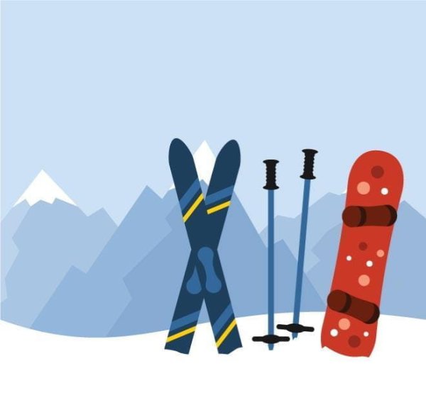 Лыжи и сноуборд вектор