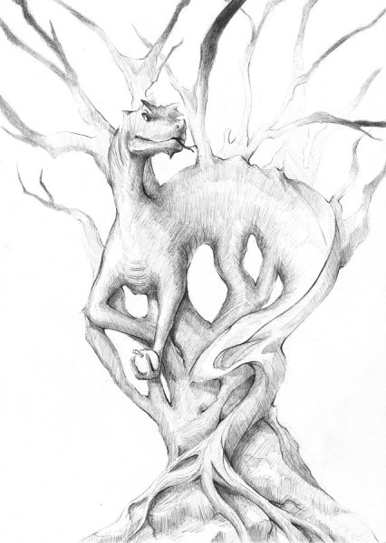 Магическое дерево рисунок карандашом
