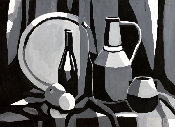 Натюрморт трехтоновая ахроматическая композиция