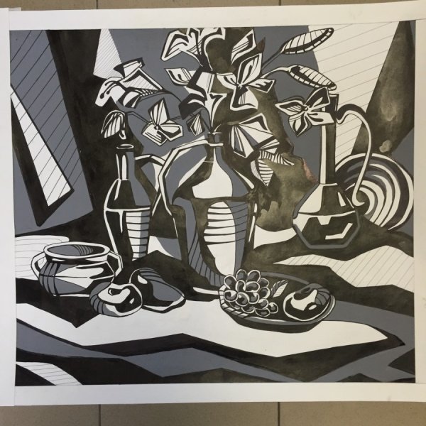 Натюрморт трехтоновая ахроматическая композиция