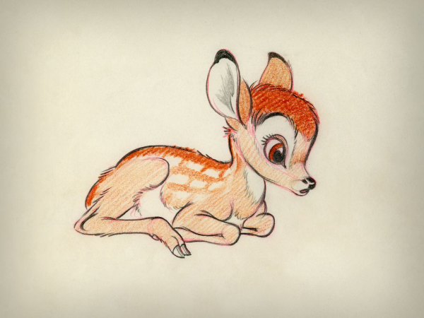 Олененок Бэмби раскраска для детей