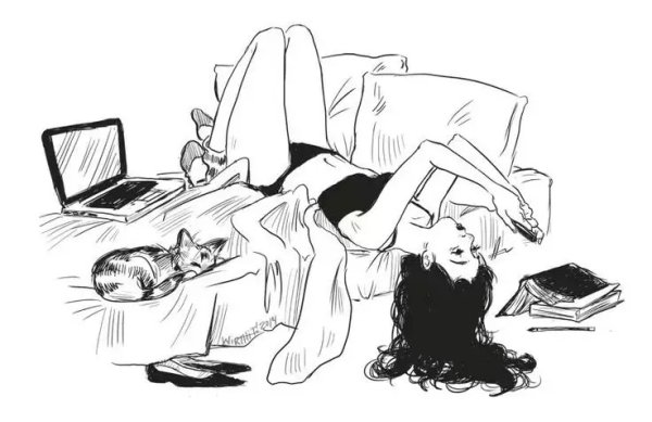 Обнимашки в кровати рисунок