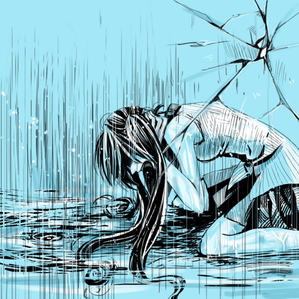 Девочка плачет раскраска