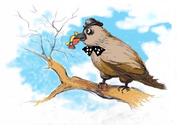 Воробей на ветке для детей