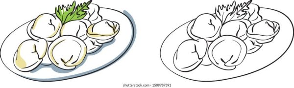 Пельмени в тарелке вектор