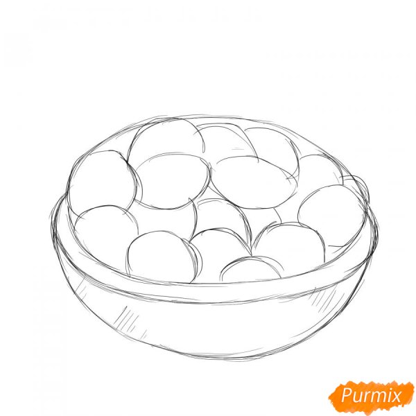 Нарисовать пельмени в тарелке