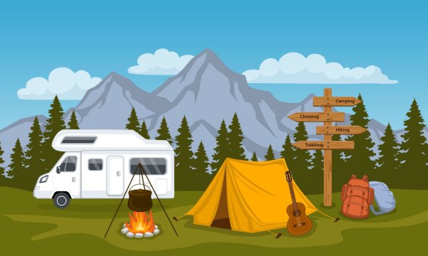 Туризм палатка вектор