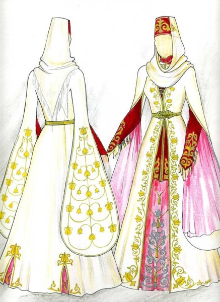 Адыгейская национальный костюм адыгов раскраска