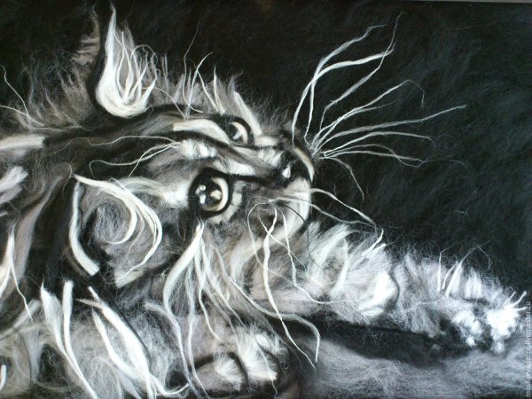 Шерстяная живопись животные