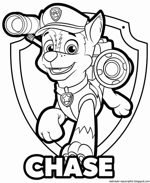 Chase Paw Patrol раскраска