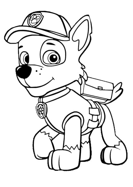 Раскраска Щенячий патруль Рокки с машиной