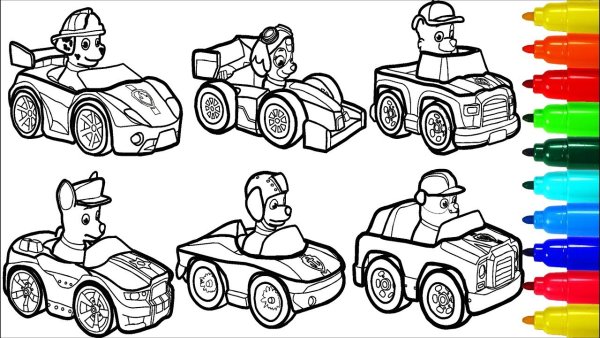 Щенячий патруль машинки раскраска