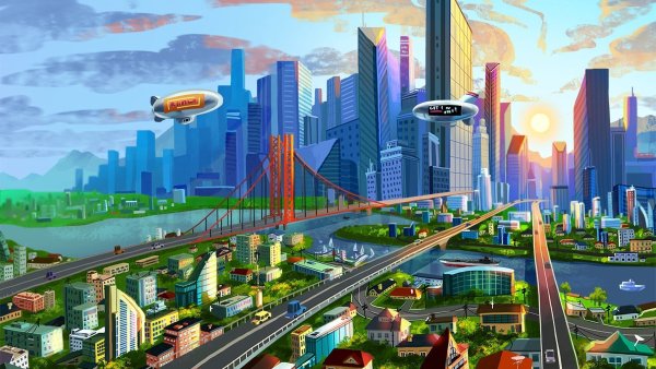 Контурное изображение города