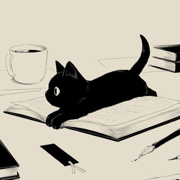 Котик с книжкой арт